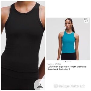 Lululemon Black and blue Tank Tops in size 2. Blue and black tanks.